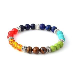 Chakra Natural Stones Stretch Bracelet New In Plastic